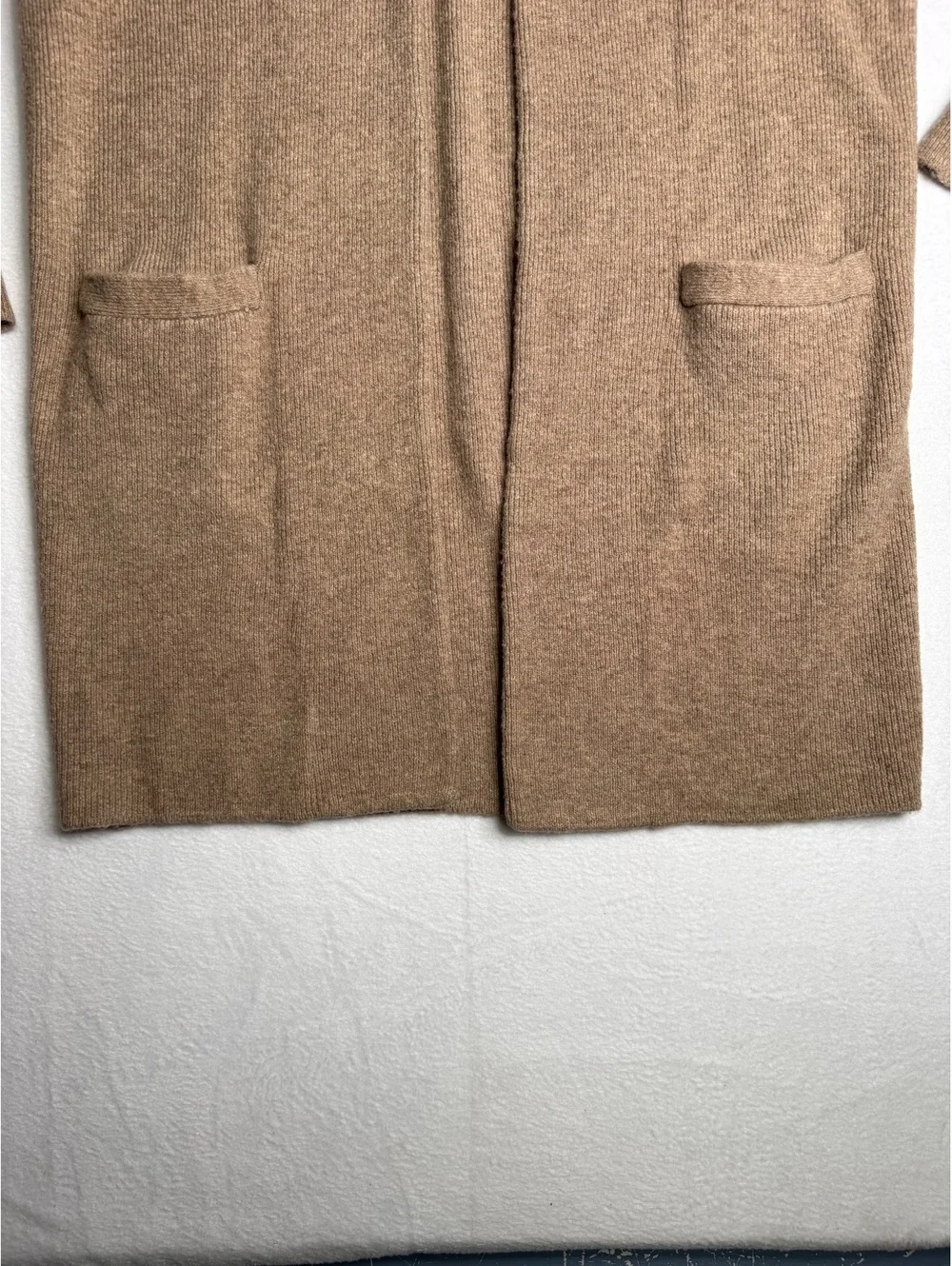 J.Crew Women’s XS Long Open Cardigan Brown Merino Wool Alpaca Blend Pockets